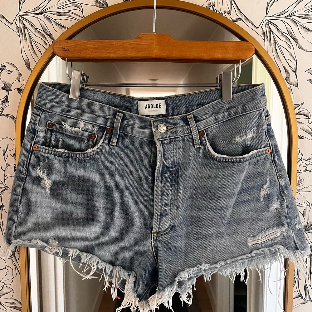 AGOLDE Parker Short Women’s Distressed Denim Shorts - Blue